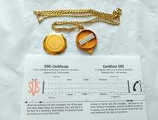 Vintage SOS Talisman gold Tone  Medical Emergency Info Pendant ref: A576