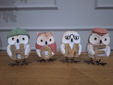 NEXT Set Of 4 Ornament Owls Home Word. NEW IN BOX... Very Cute!