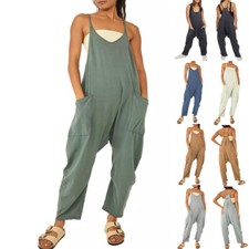 Womens Overalls Dungarees Tops Loose Trousers Ladies Baggy Jumpsuit Playsuit UK