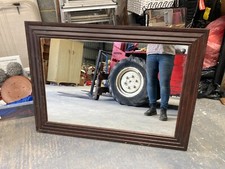 Vintage Style Brown Wooden Rectangular Wall Hanging Mirror