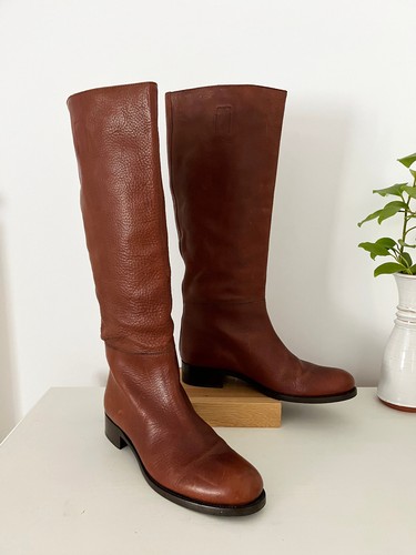 Toast brown leather long boots - long,