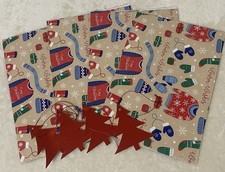 4 Sheets & 4 Gift Tags Christmas Wrapping Paper Jumpers Mittens C56 Fun Design