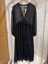 ZARA BLACK DOTTED MESH V-NECK
