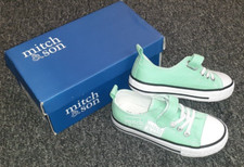 MITCH & SON Boys Stamp Canvas Logo Trainer - Light Green Juniors Size 11