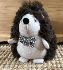 Next Home Brown Natural Wool Blend 9 Inch Hedgehog With Bow Tie Door Stop Heavy