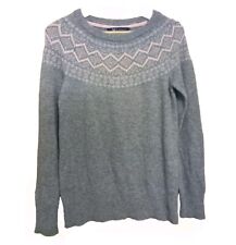 Crew Clothing Fairisle Jumper Sweater Grey Pink Nordic Christmas | Size UK 10