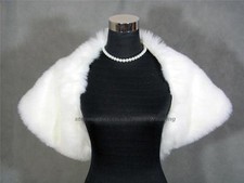 IVORY/BLACK FAUX FUR CAPELET WRAP/SHRUG BOLERO/STOLE,RB