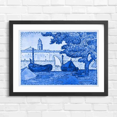 Vintage french harbor - vintage, barges
