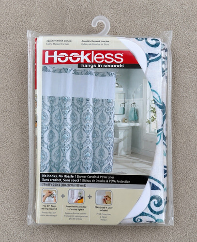 Hookless aqua white - hookless, aqua/white/grey