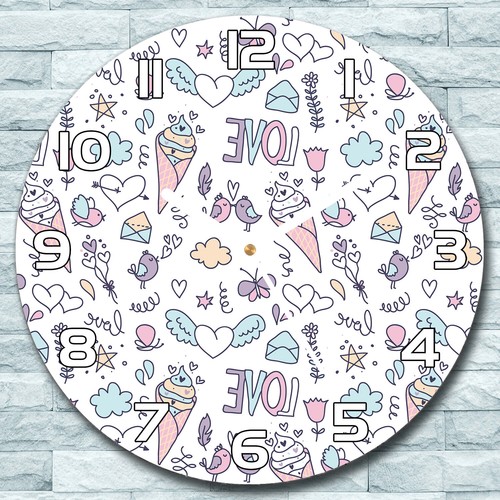 Glass wall clock round 30 - round, fi