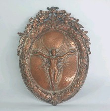 Antique Arts & Crafts Greek Nike The Goddess Of Victory Copper Shield Throphy