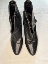 Jane Shilton Black Leather Ankle Boots UK 6 (EU 39) Side Zip Mid Heel