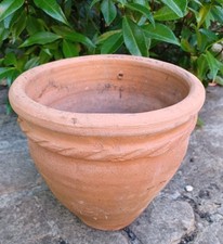 Slightly aged weathered rustic terracotta plant pot planter 19 cm tall