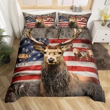 American Flag Deer Duvet Cover