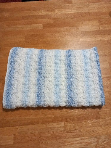Hand knitted blue - hand, blue/white