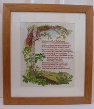 Framed Cross Stitch Featuring The Poem 'Leisure' By William Henry Davies