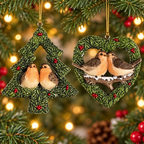 Resin robin heart tree - robin,