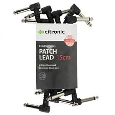 6x Guitar Patch Leads / Cables for Effects Pedals Pack of 6 0.15m Black Citronic
