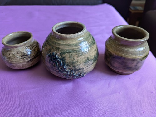 Studio pottery small vases - x3,