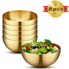 6 LARGE gold metal Bowls 