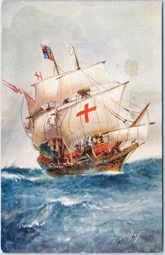 Vintage postcard golden hind - vintage,