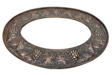 Antique Large Victorian Copper Art Nouveau Framed Oval Wall Mirror c.1900