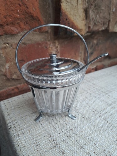 Vintage glass handled sugar - vintage,