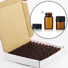 100x Essential Oils Amber / Clear Glass Vial Orifice Reducer Sample Dram Bottles