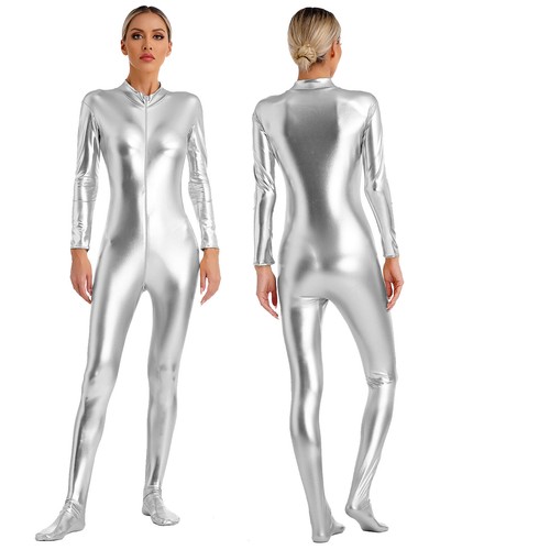 Women shiny metallic unitard - shiny,