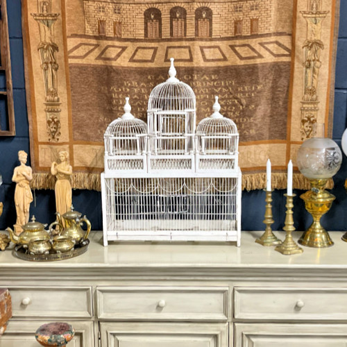 Antique victorian bird - bird, cage