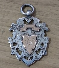 Antique  Silver Watch Fob With Gold  8.5 Grams 