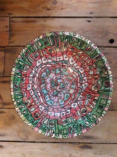 Decoupage wooden bowl - bowl, 13in