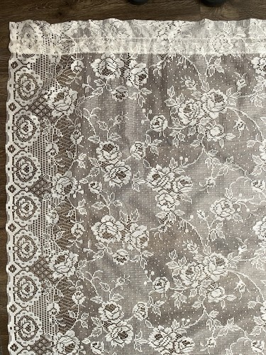 Vintage floral lace curtain - vintage,