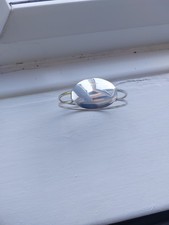 Tiffany & Co. Sterling Silver Oval ID Tag Double Wire Cuff Bangle Bracelet