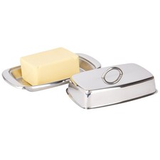 Kitchen Craft Stainless Steel Covered Butter Dish with Lid 19x10.3x6.5cm