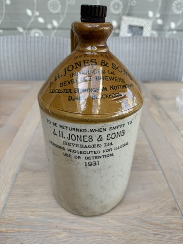 Vintage stoneware flagon with - vintage,