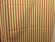 Vintage French Striped Ticking, Unused Sample 45x132cm. Burgundy and Cream