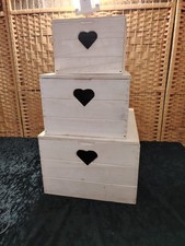 3 wooden white wash storage