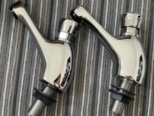 Non Concussive Taps 1/2" Pair , Chrome Plated Brass Self Closing Valve Operation