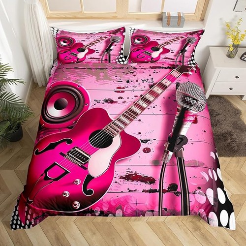 Pink guitar quilt cover - pink,