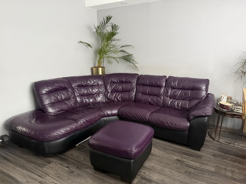 Purple black leather corner - black,