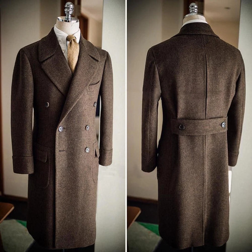 New coffee long woolen coat - long,