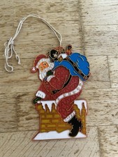 Vintage Plastic  Stained Glass Angel Suncatcher Christmas Window Decoration