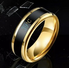GOLD Smart Intelligent Steel Temperature Display Ring Magic Emotion Mood Rings