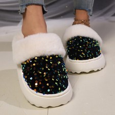 Ladies Sequin Slippers Luxury