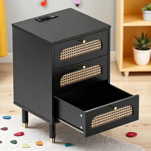Drawer rattan nightstand - rattan,
