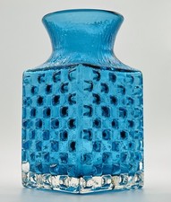 Whitefriars Geoffrey Baxter Textured Kingfisher Blue chess Vase Number 9817