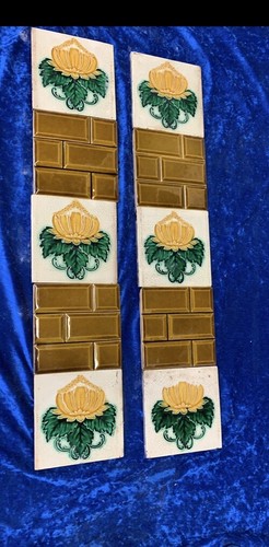 Antique fireplace tile set - antique,