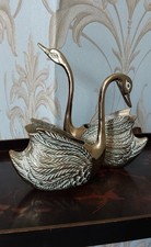 Vtg MCM Solid Brass Swan