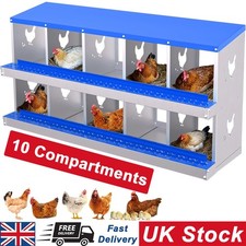 10 Compartment Chicken Nesting Boxes Metal Roll-Away Laying Box for Poultry Coop